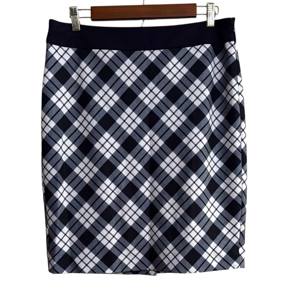 The Limited Black and White Plaid Office Pencil Skirt Women's Size 10 Oxford Sty